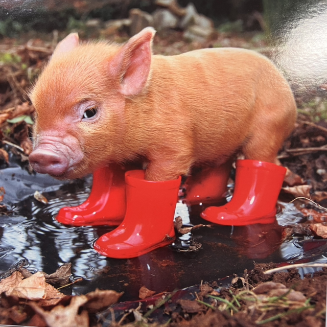 Darkroom Photography Piglet in Boots