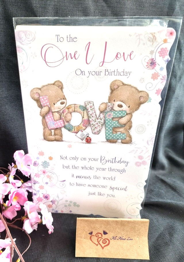One I Love on your Birthday card 27.25cm x 17.75cm