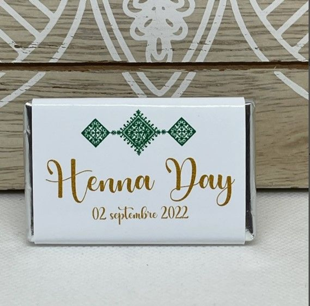 Lot de 10 mini chocolats personnalisés thème henné