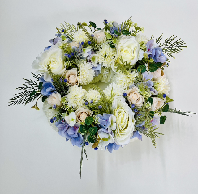 10” Rose &amp; Hydrangea Wreath Ring Pink or Lilac( Made to order )