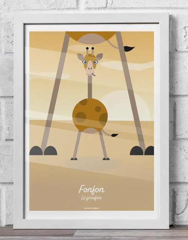 11 - Affiche animaux girafe décor