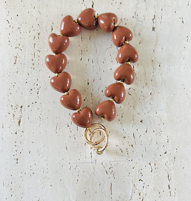 Grote hartjes Telefoonkoort bruin 