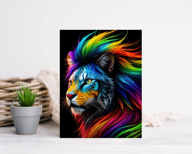 Tableau Lion Majestueux 🦁 | Art Mural Roi de la Jungle – Décoration Faune Sauvage 🎨