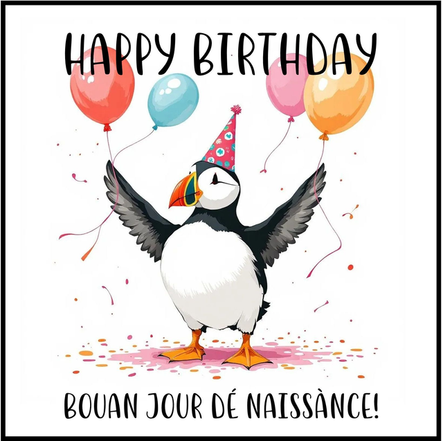 100 CARD - OCCASION BIRTHDAY PUFFIN PARTY