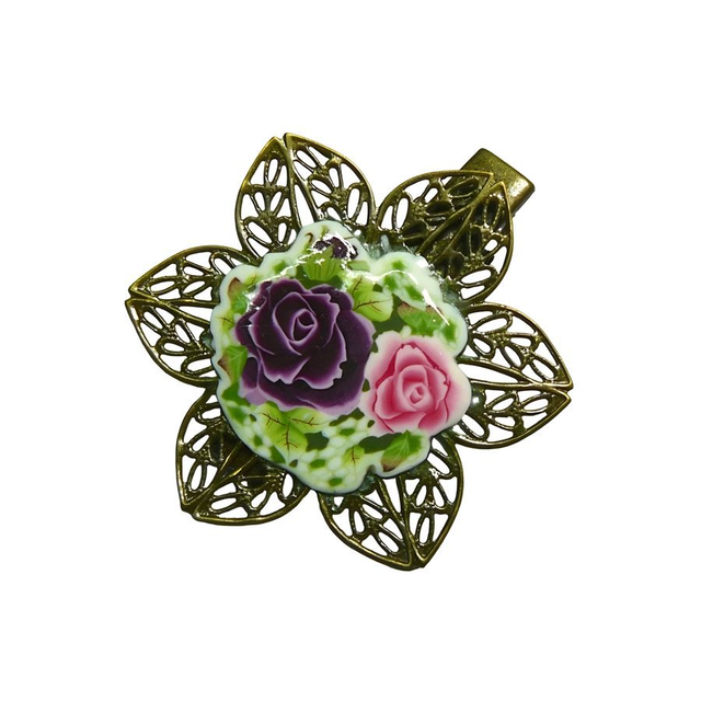 Pince rétro estampe deux roses