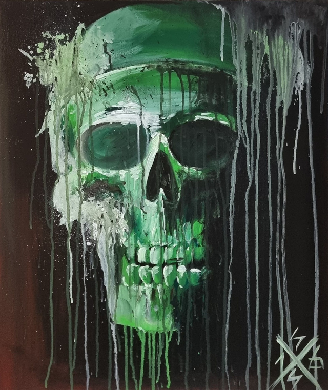 Acrylgemälde, Schädel, ohne Rahmen, ca 65cm x 55cm