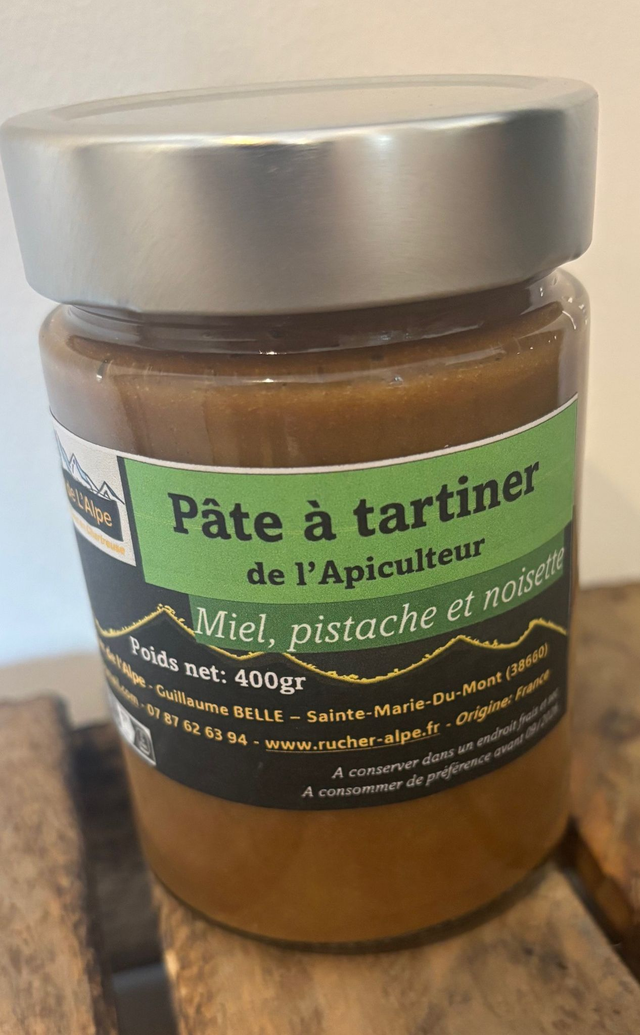 La pâte à tartiner de l’apiculteur (miel, pistache et noisette)