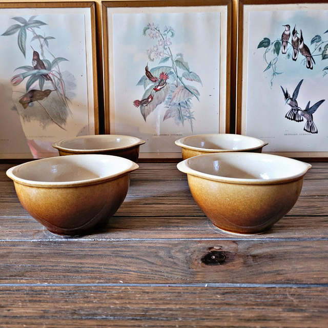 Bols vintage en grès vernissé à oreilles (deux tailles)