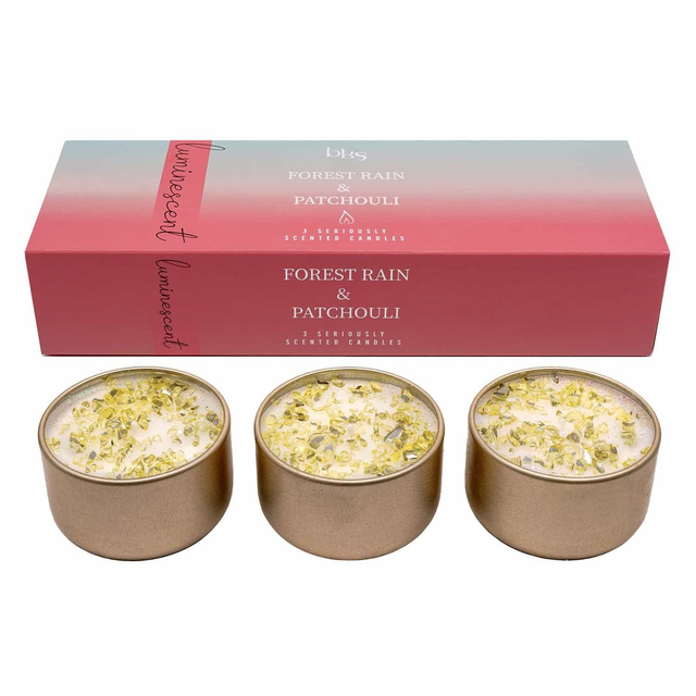 Luminescent Three Lites - Forest Rain &amp; Patchouli - Candle Gift set