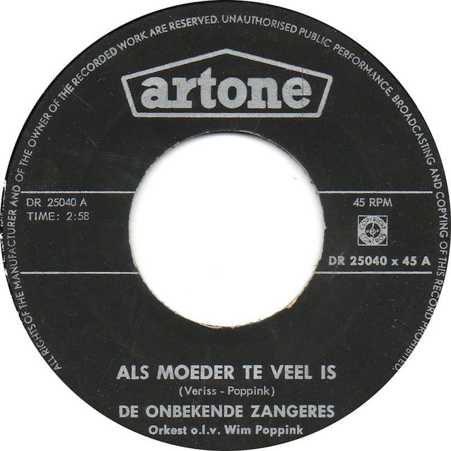 Onbekende Zangeres - Als Moeder Te Veel Is