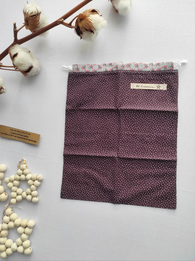 Pochon coton - pois prune/liberty