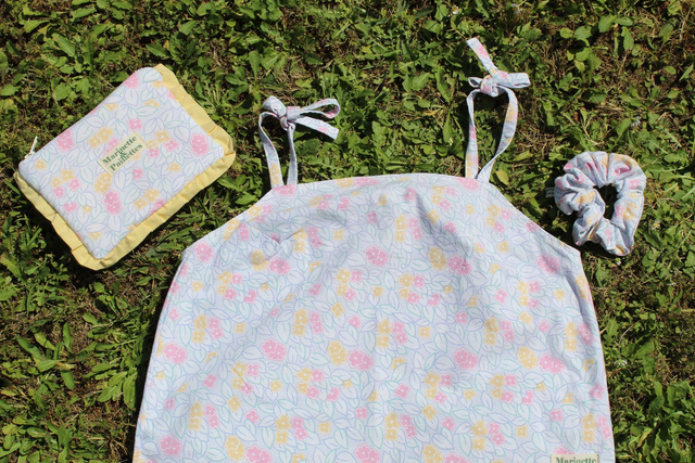 Top fleurs roses, jaune et bleues - Taille 1