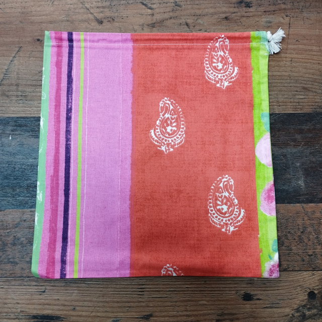 Bariolé orange et rose - Hauteur 30,5 cm x Largueur 29,5 cm