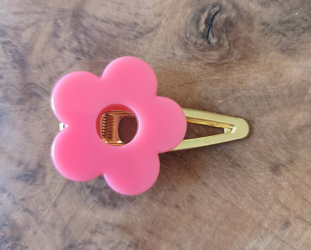 Barrettes •  F L O R E S - rose