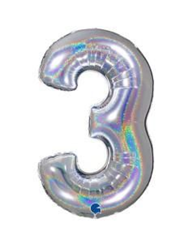 Numero 3 Holografico Argento
