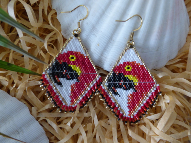 Boucles d'oreilles Ara rouge