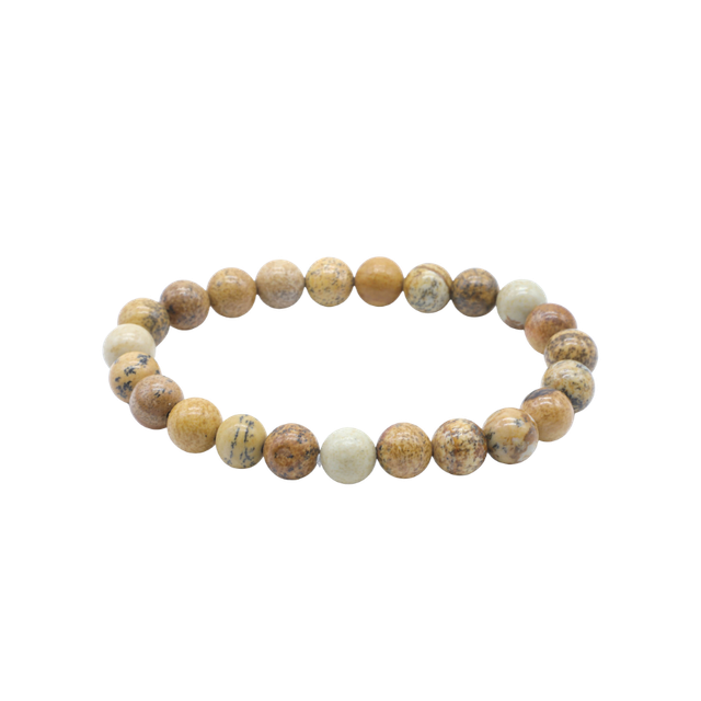 💙 Jaspe paysage – Bracelet élastique perles 8 mm – Origine Afrique du Sud – Gisement du Cap-Occidental – Qualité A