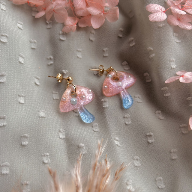 Pastel Mushroom Stud Earrings