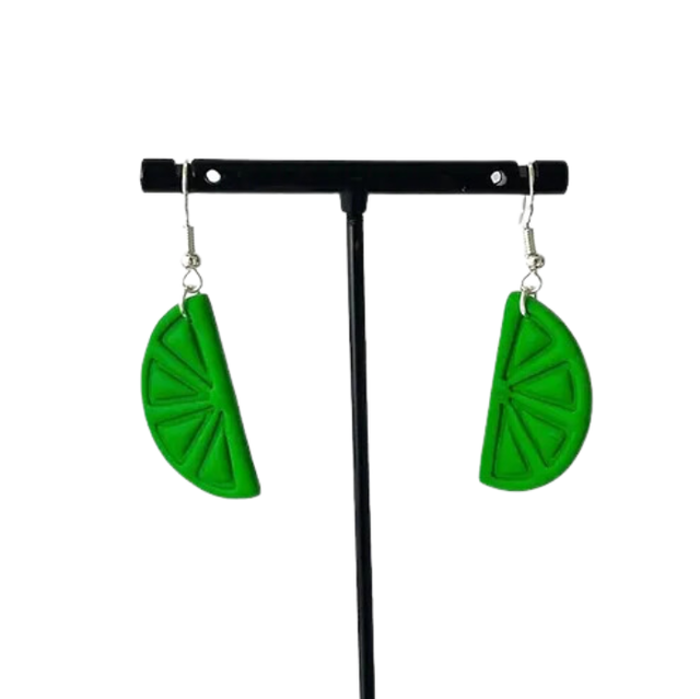 Lime earrings - dark green