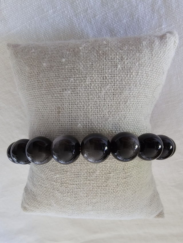 bracelet obsidienne argentée 10MM