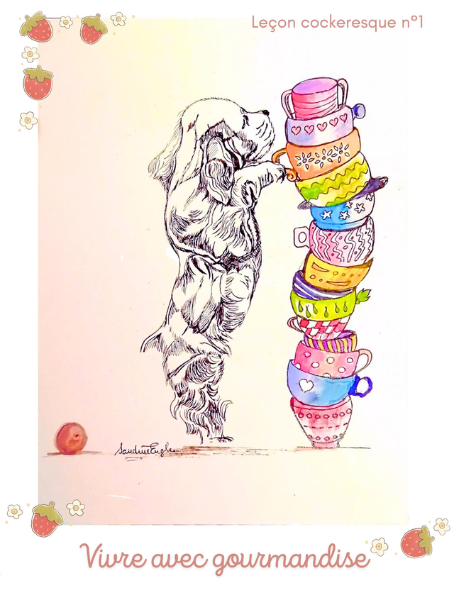 Affiche illustration vivre avec gourmandise