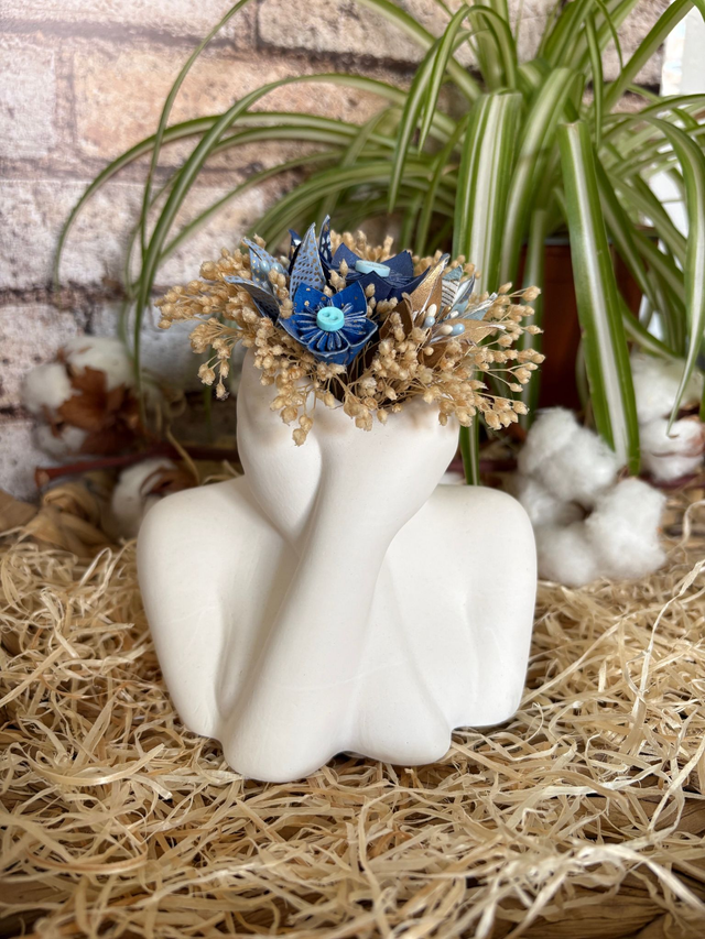 Vase pour fleurs séchées en Jesmonite - blanc