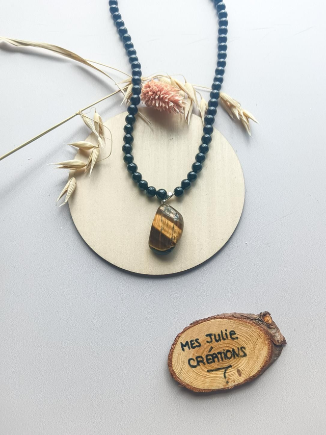 Collier tourmaline et œil de tigre