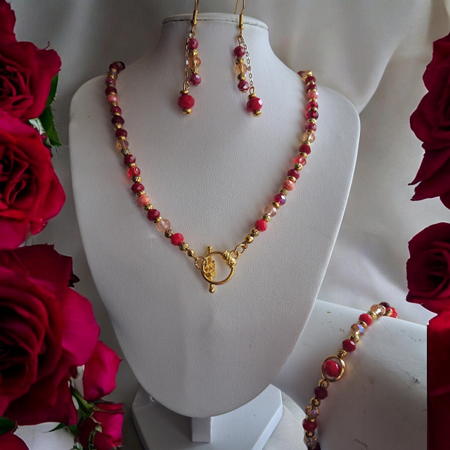 Parure cristal rouge