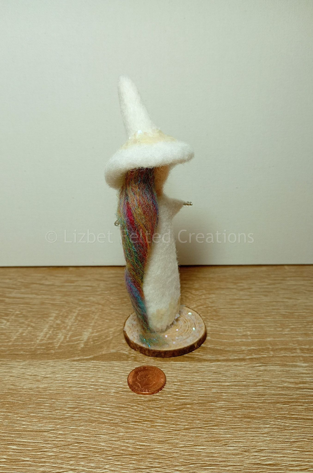 White witch decoration, felted white witch