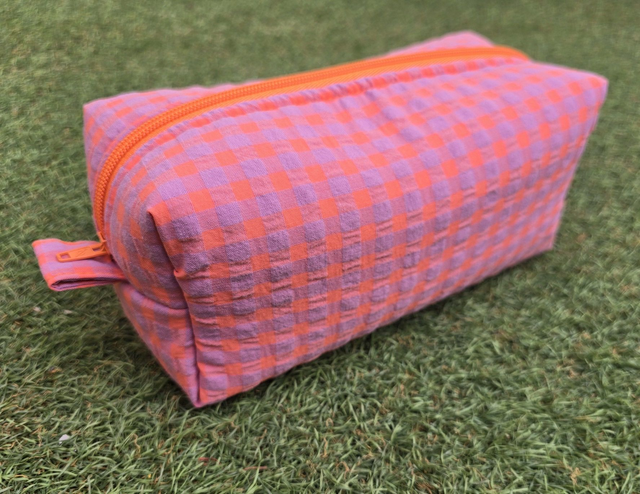 Neceser box Vichy naranja y lila