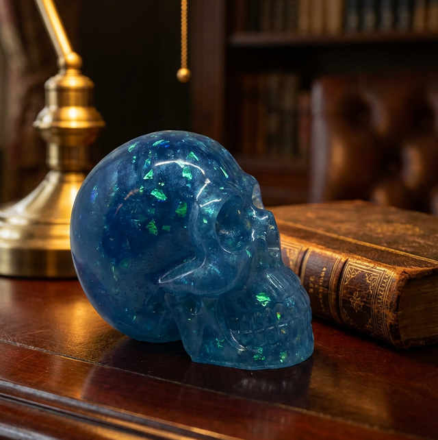 JJ0001 - Large Skull Blue Glitter