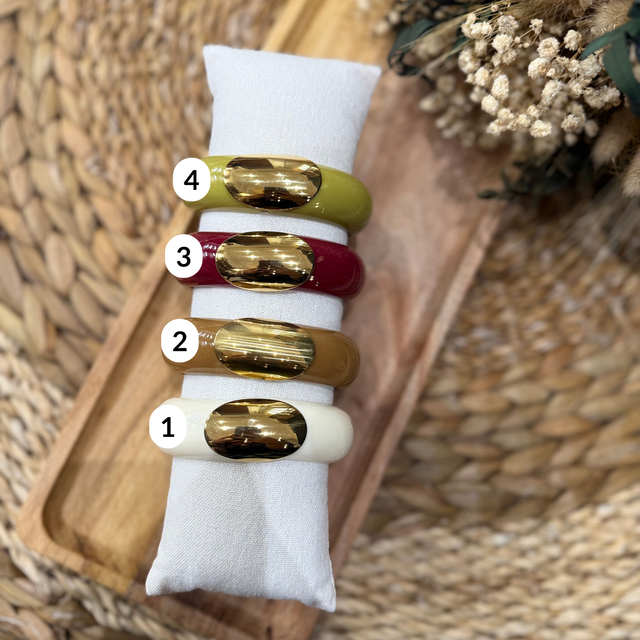 Bracelets résine &amp; ovale couleur dorée