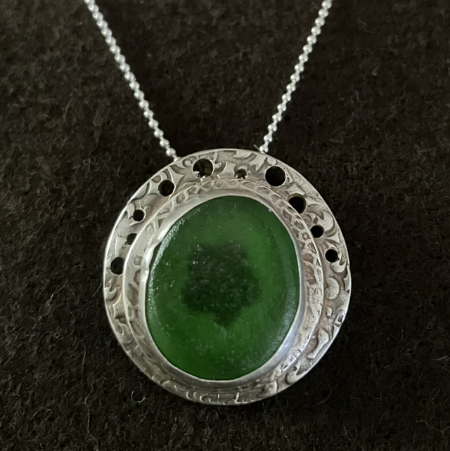 Seaglass and fine silver necklace 