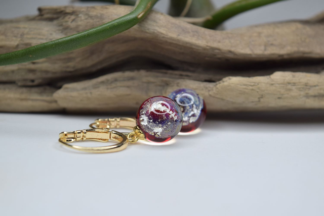 DORMEUSES MINI GALAXIE ROUGE MONTURE OR (DG3)