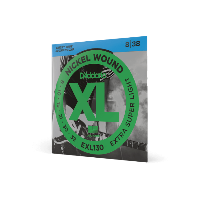 D'Addario Cordes en nickel pour guitare électrique D'Addario EXL130, Extra Super Light, 8-38