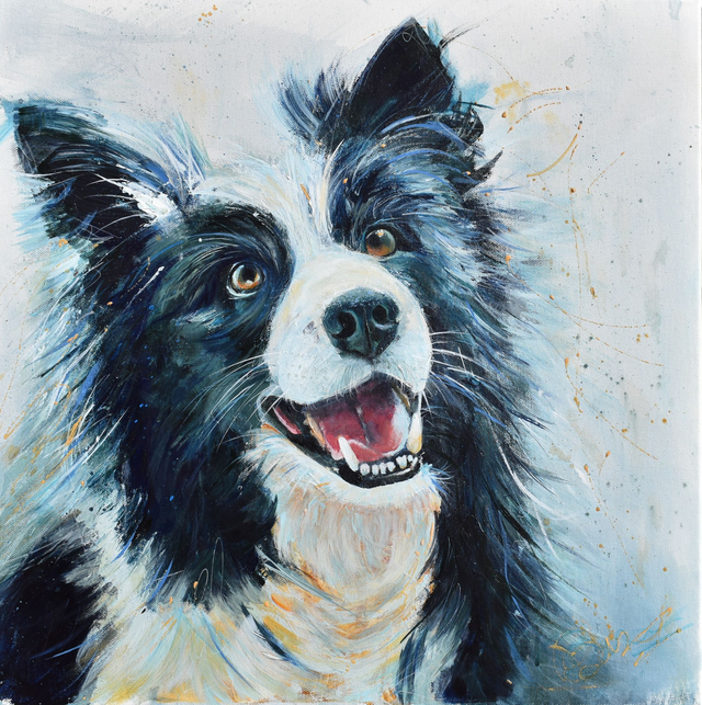 'Ball' original - Acrylic on canvas 50 x 50cm in black wooden frame