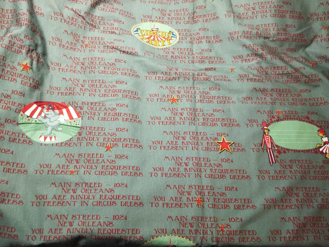 Tissu Circus party gris Écriture pour COMMANDE 