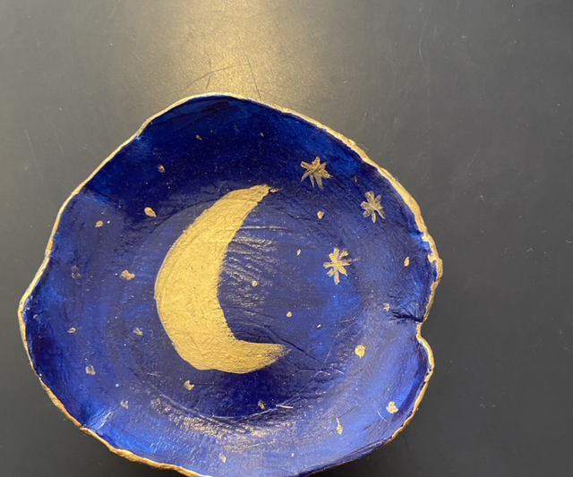 Mond und Sterne Schmuckschale Handarbeit