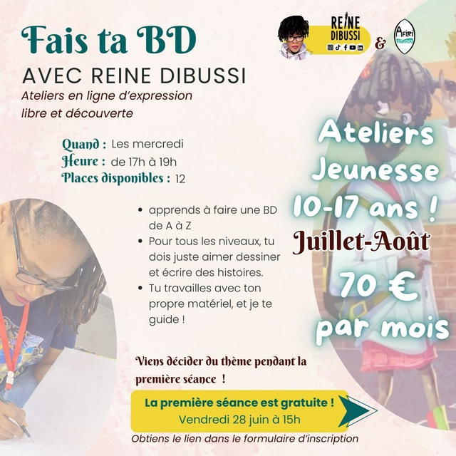 Cours d'été de BD jeunesse (11-17 ans) 1 mois