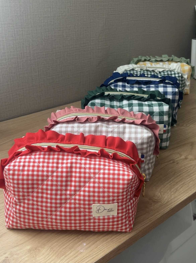 Trousse de toilette matelassé tissu Vichy