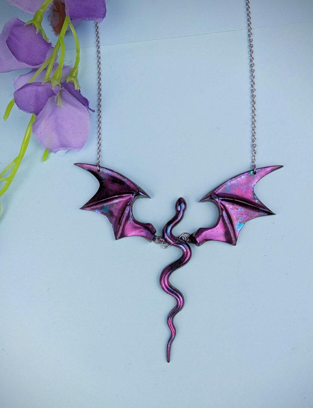 Winged Pendant: blue/purple 