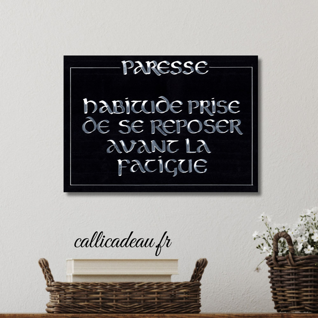 Calligraphie Paresse | Affiche Fait Main