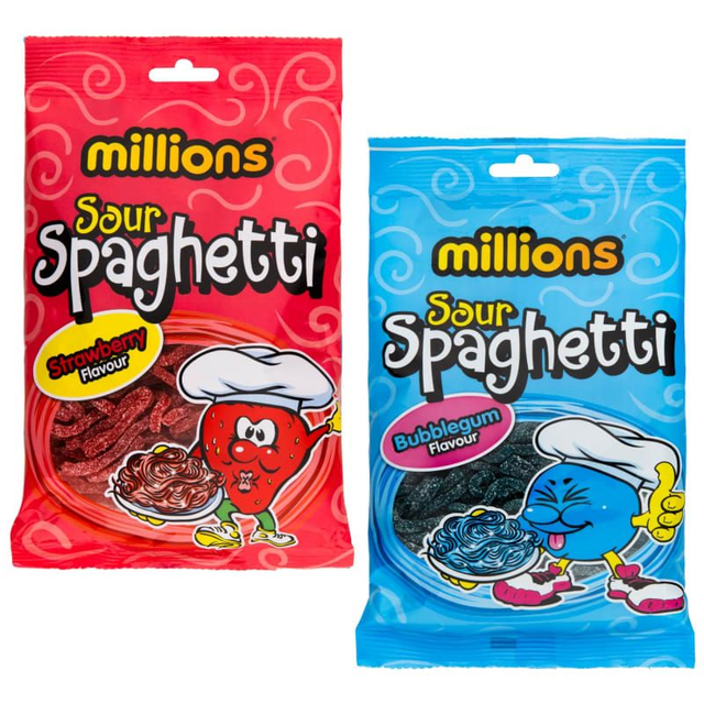 Millions Sour Strawberry Spaghetti 