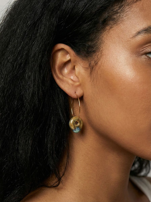 Gradient Drop Ceramic Loop Earrings