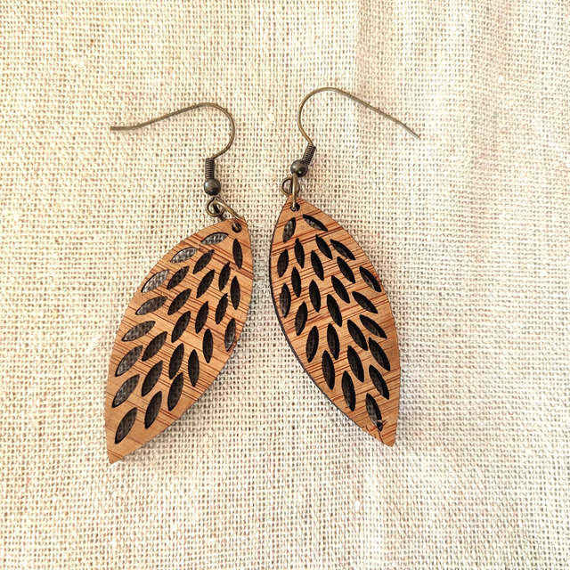 E10 – Boucles d'oreilles artisanales en bois CANOPY 5 –  Style Bohème