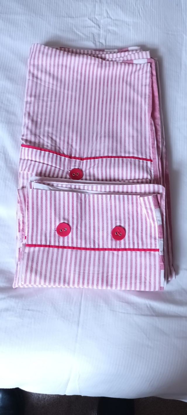 HABITAT - Red Check 100% Cotton Double Duvet Cover - Wooden Buttons - 2 x Pillowcases