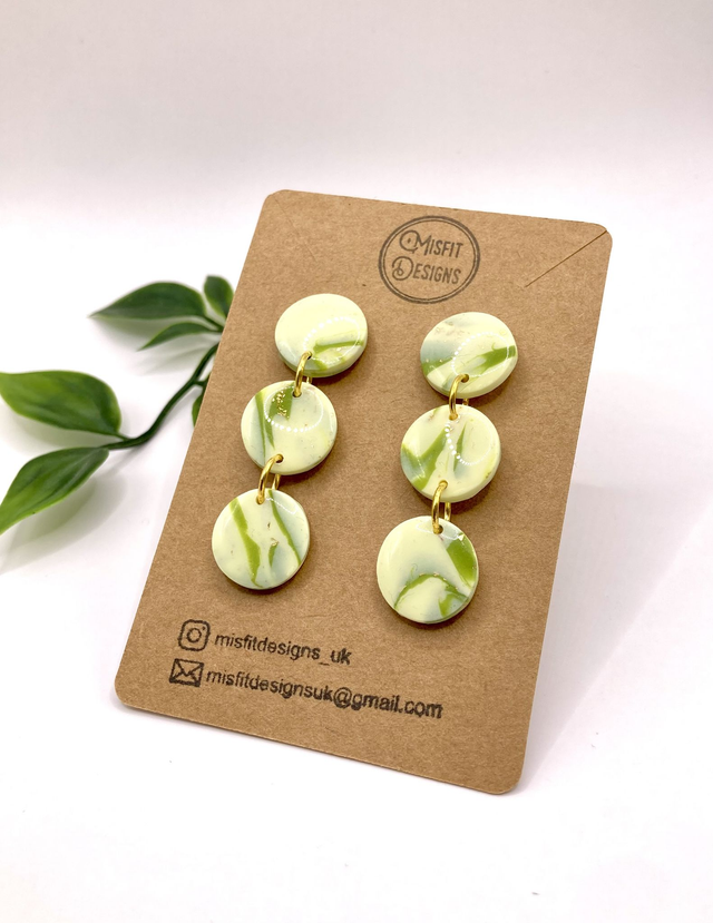 Green marble drop earrings