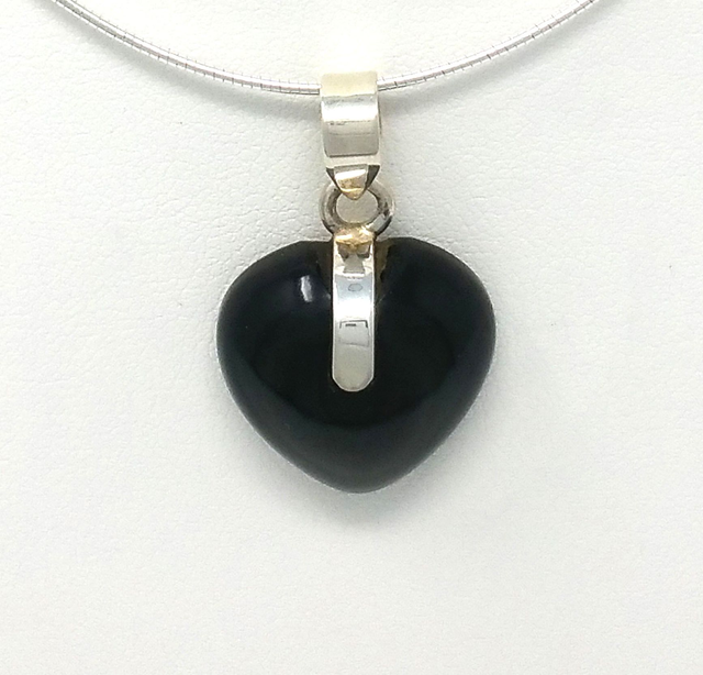 PENDENTIF COEUR OBSIDIENNE OEIL CELETSTE ARGENT MASSIF - VENDU SANS CHAINE - 2180