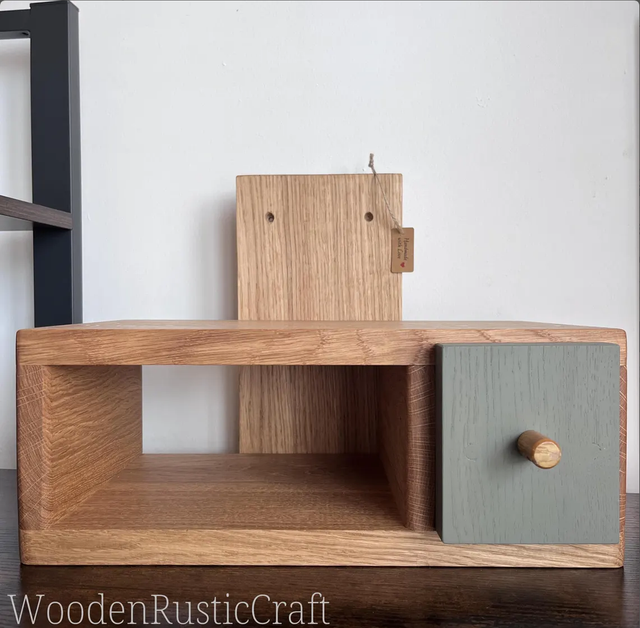 Oak Bedside Wall Cabinet with Drawer