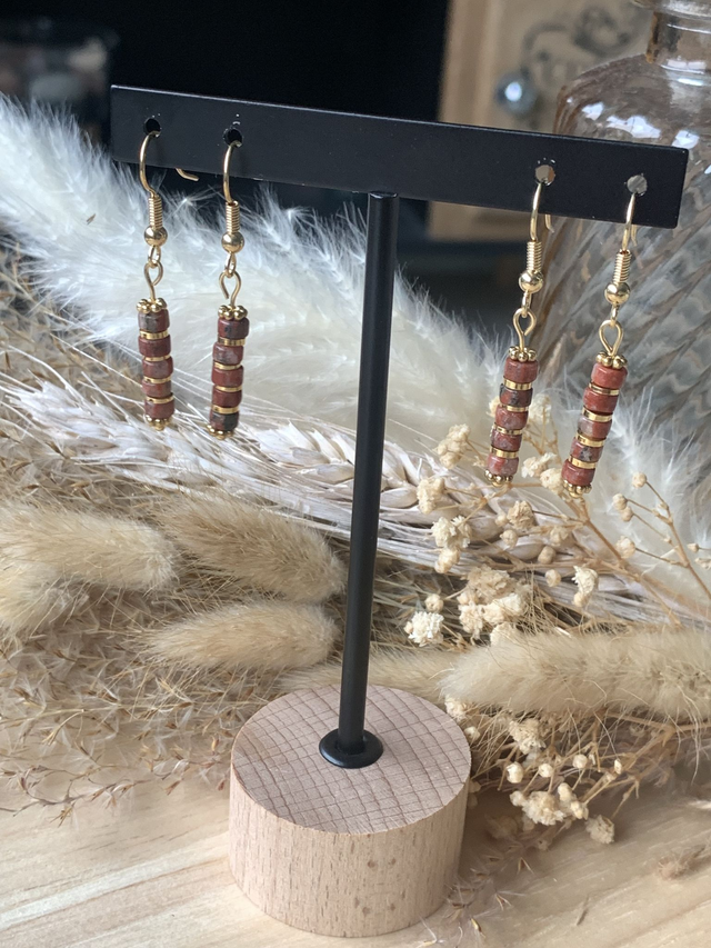 Boucles d'oreilles Soléa Granit Rouge